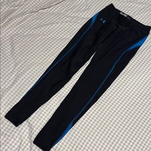 Under Armour Black Leggings with Blue Stripes